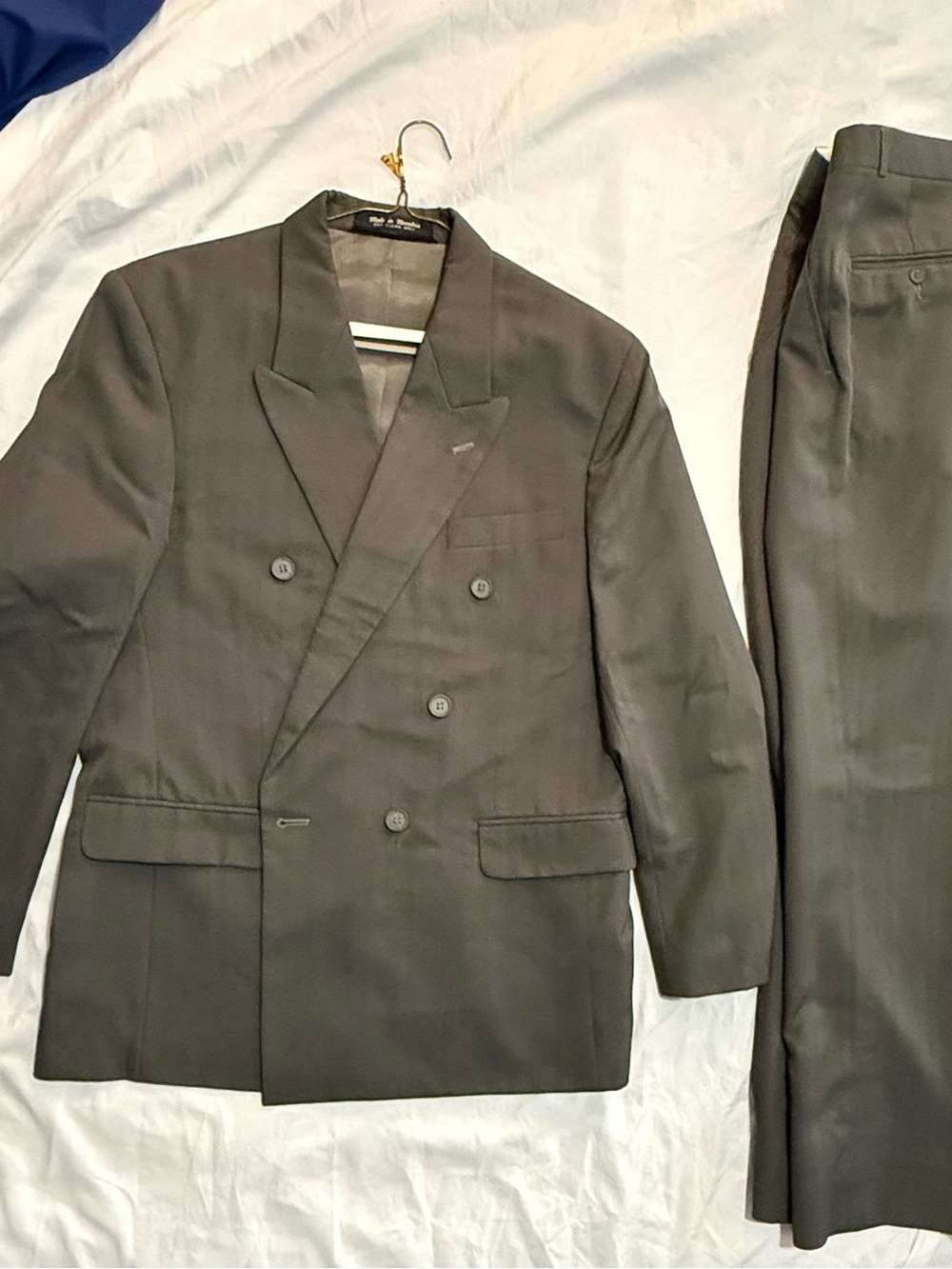 Vintage Carlo Orestes Exclusive Double Breasted Suit Gray Size 42R / 36W